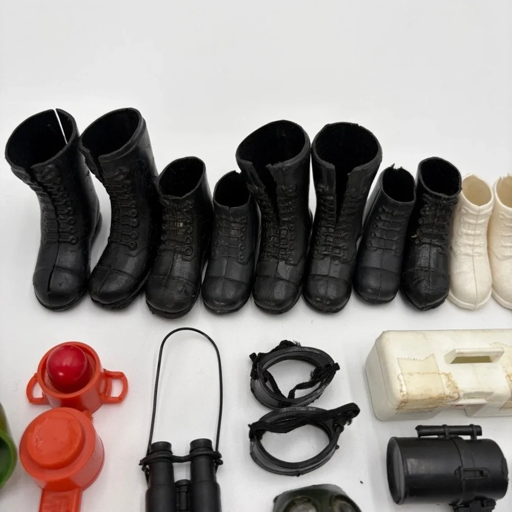 Vintage 1970s GI Joe Accessories Lot Hats Boots Weapons Map Gas Mask Replacement
